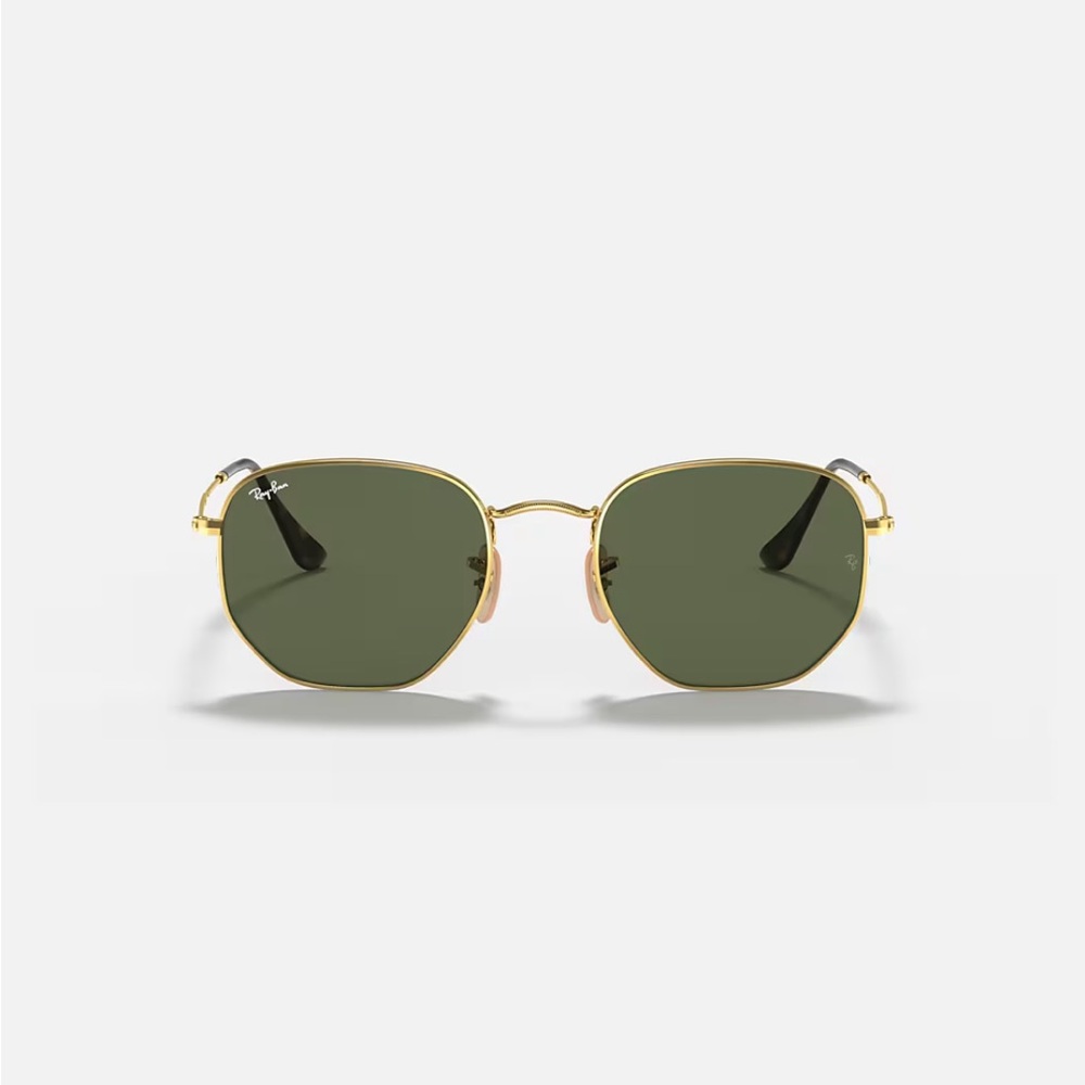 Unisex Ray-Ban Gold and Black Icons Hexagonal Sunglasses: 51 mm